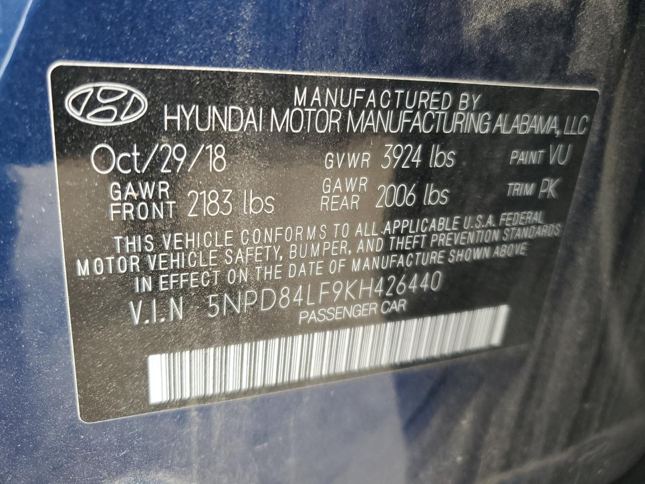 5NPD84LF9KH426440 2019 Hyundai Elantra Sel