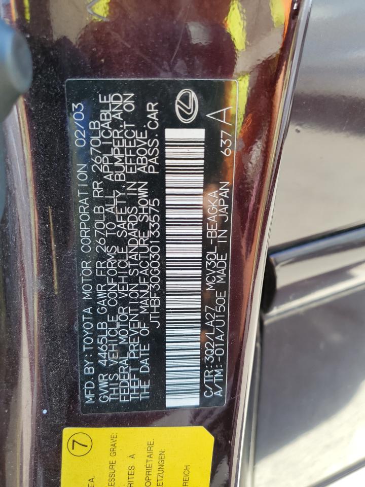 JTHBF30G030133575 2003 Lexus Es 300