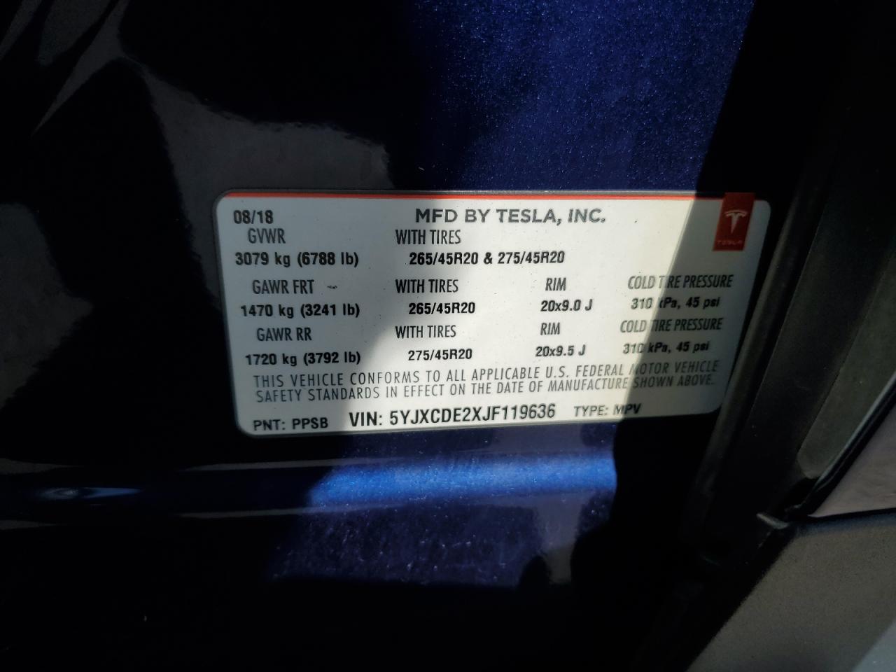 5YJXCDE2XJF119636 2018 TESLA MODEL X - Image 13