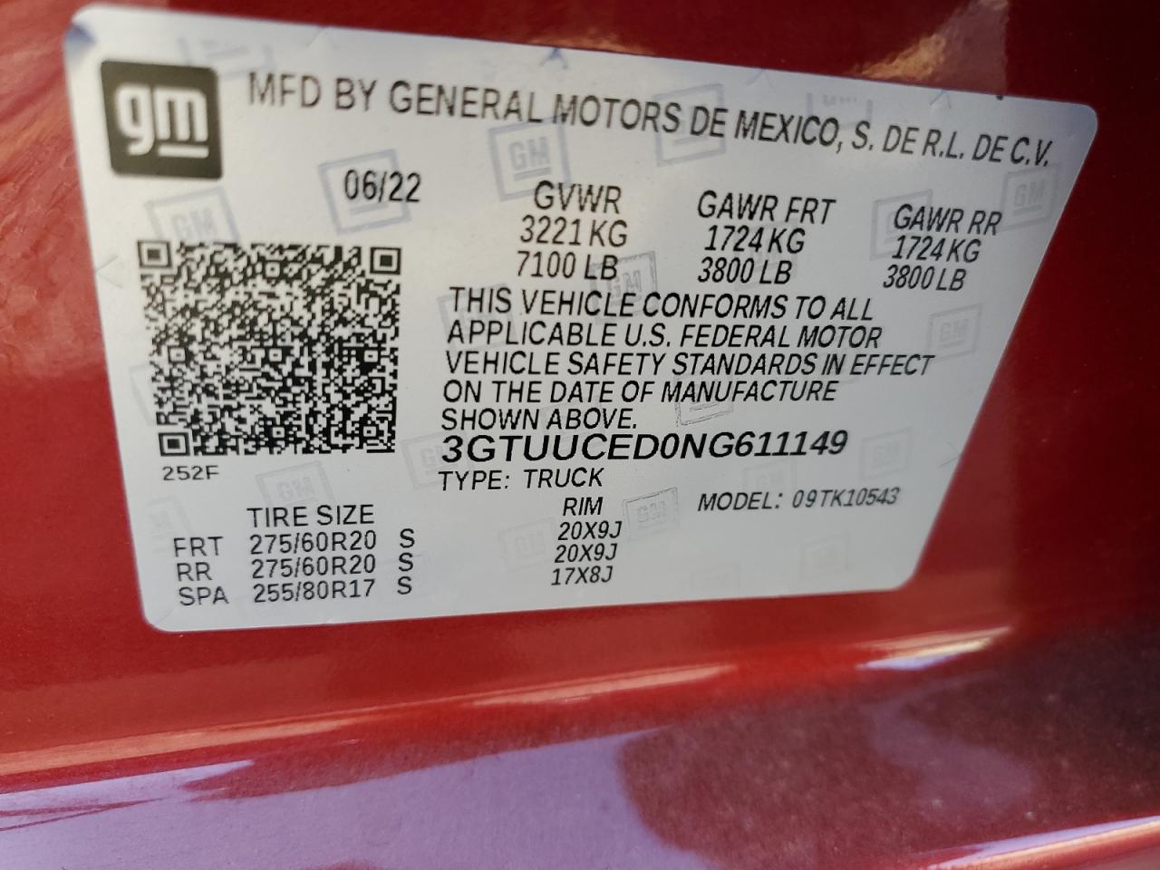 3GTUUCED0NG611149 2022 GMC Sierra K1500 Elevation