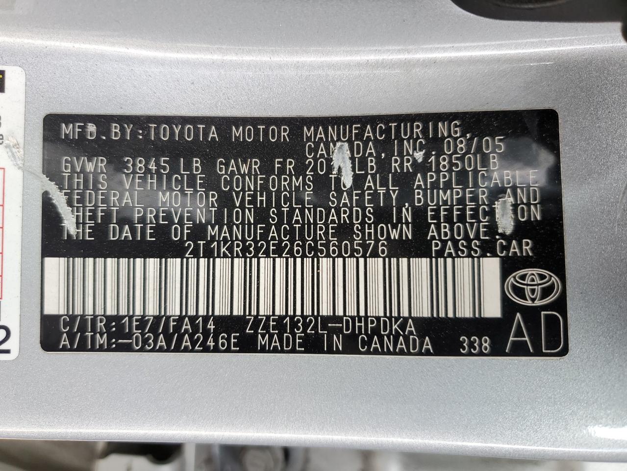 2T1KR32E26C560576 2006 Toyota Corolla Matrix Xr