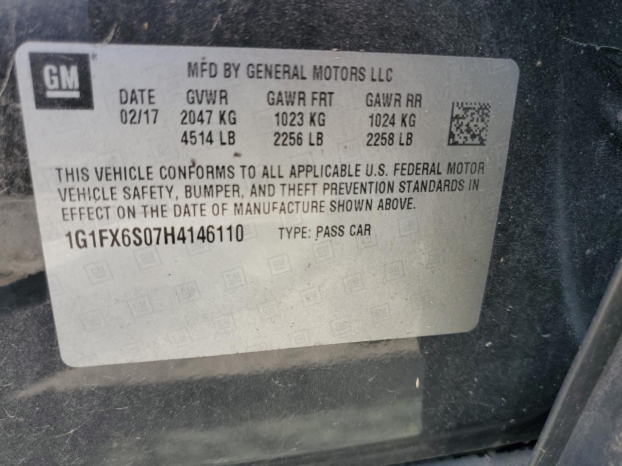 1G1FX6S07H4146110 2017 Chevrolet Bolt Ev Premier