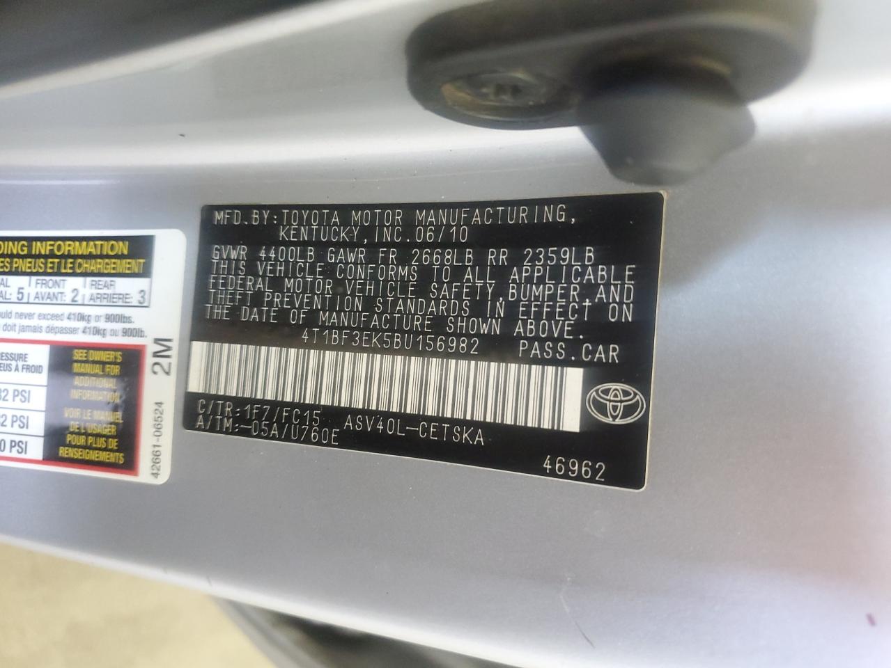 4T1BF3EK5BU156982 2011 Toyota Camry Base