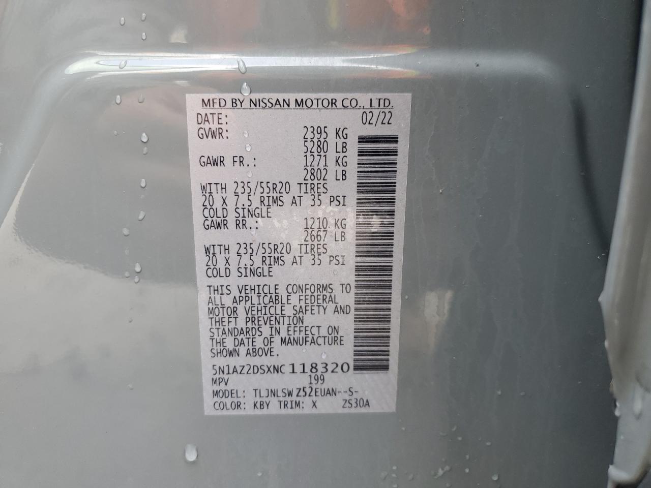 5N1AZ2DSXNC118320 2022 Nissan Murano Platinum