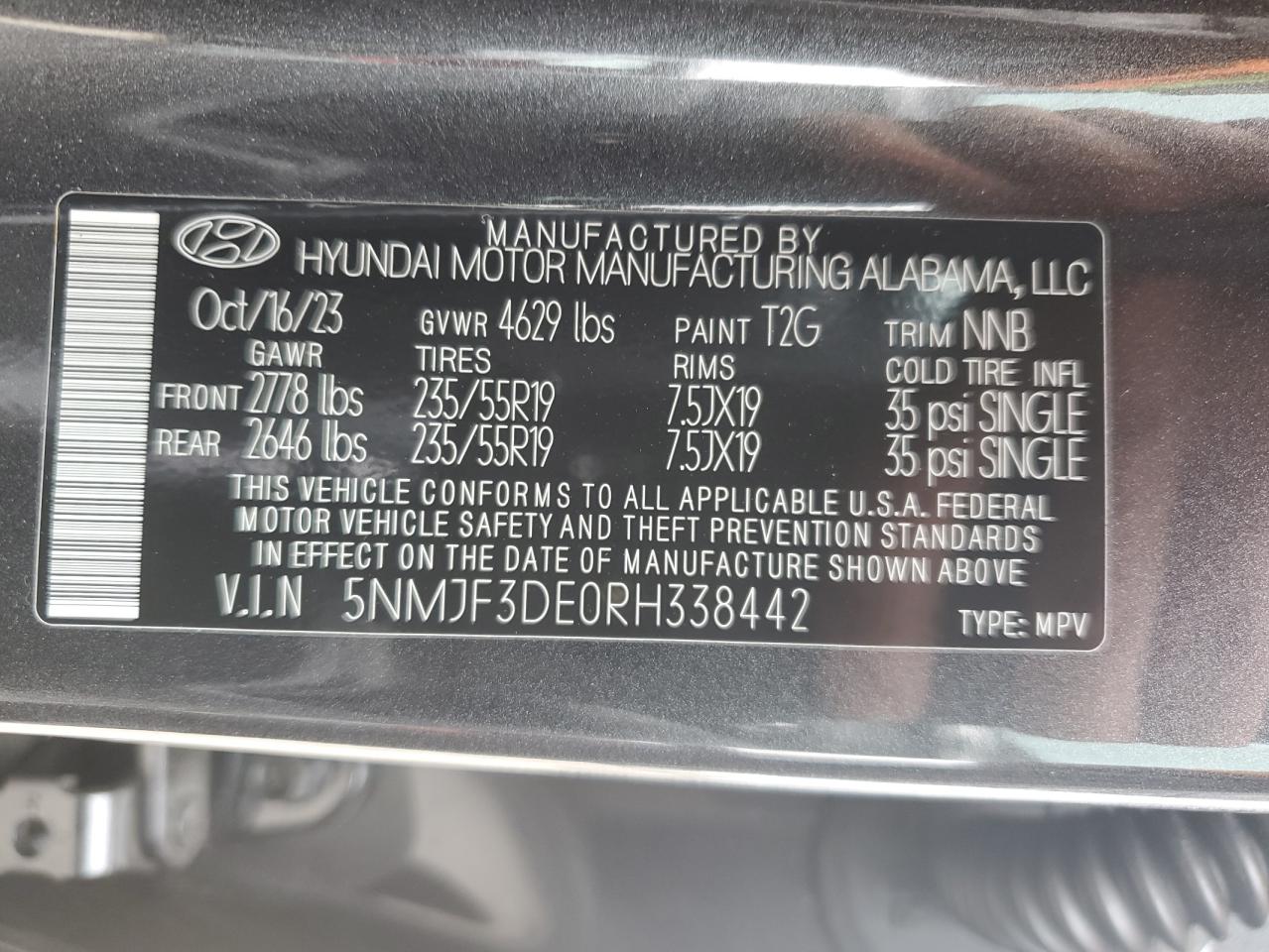 2024 Hyundai Tucson Sel VIN: 5NMJF3DE0RH338442 Lot: 73512714