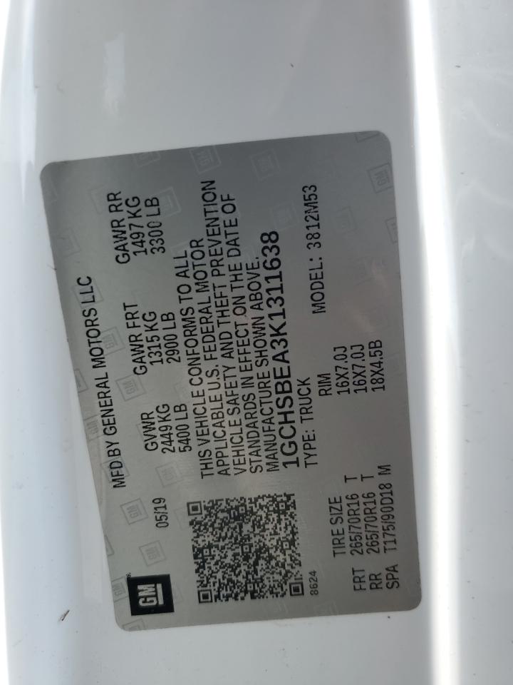 2019 Chevrolet Colorado VIN: 1GCHSBEA3K1311638 Lot: 71777474