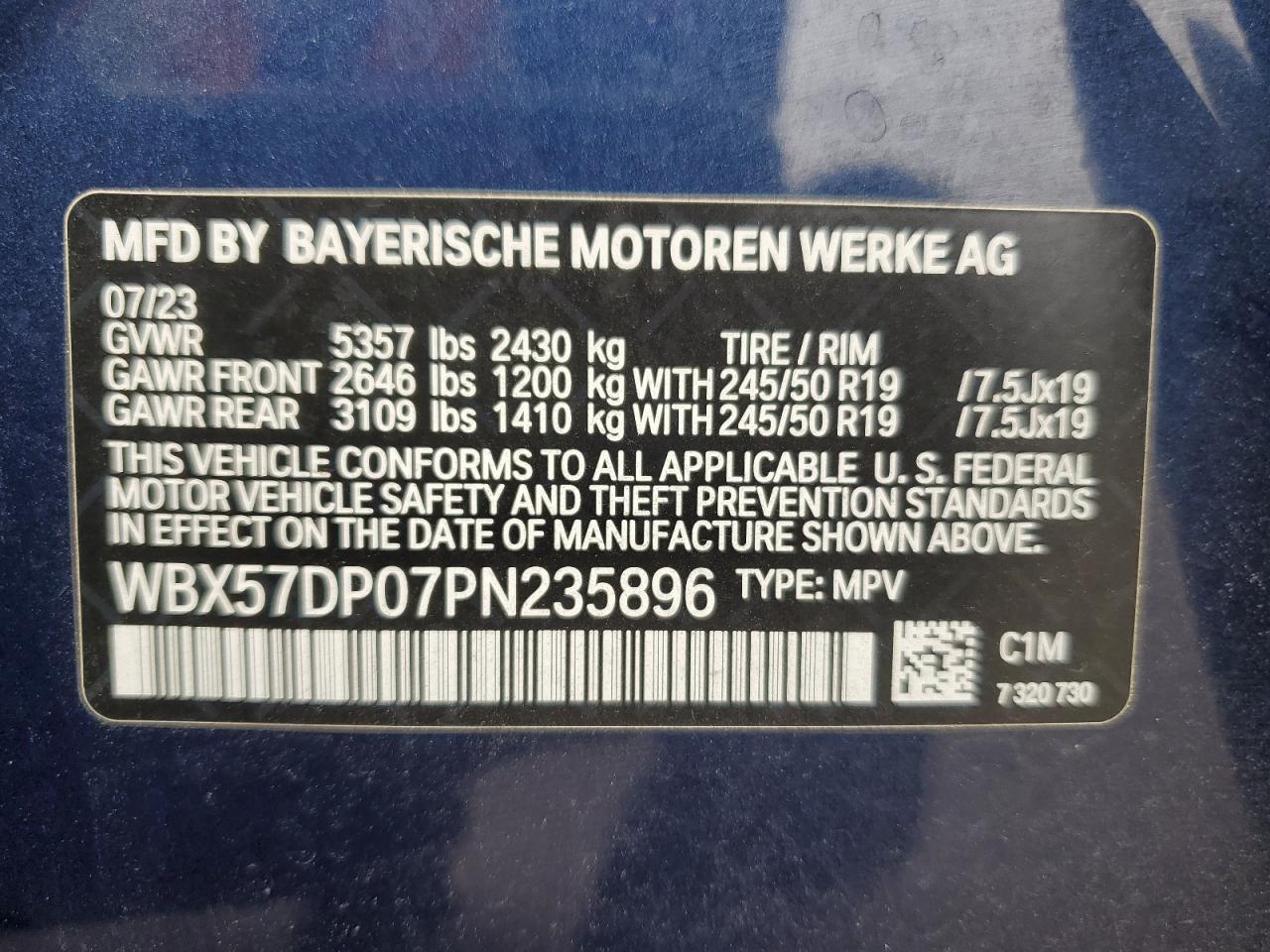 WBX57DP07PN235896 2023 BMW X3 xDrive30I