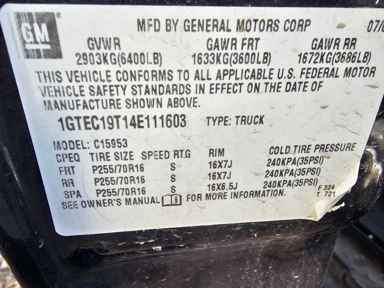 1GTEC19T14E111603 2004 GMC New Sierra C1500