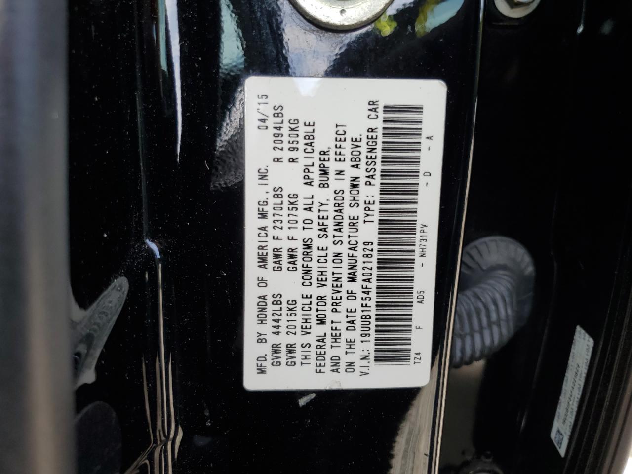 19UUB1F54FA021829 2015 Acura Tlx Tech