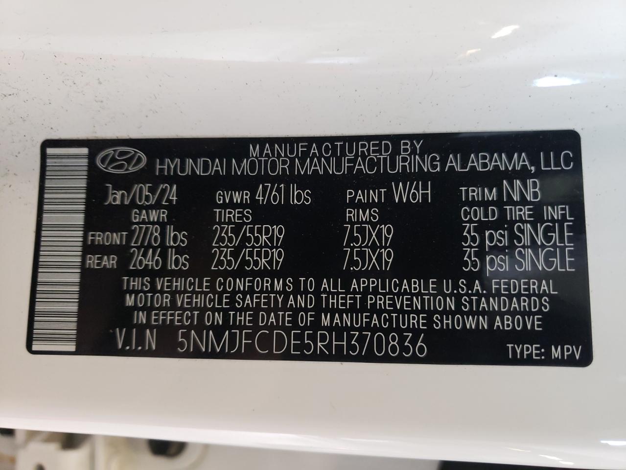 5NMJFCDE5RH370836 2024 Hyundai Tucson Sel