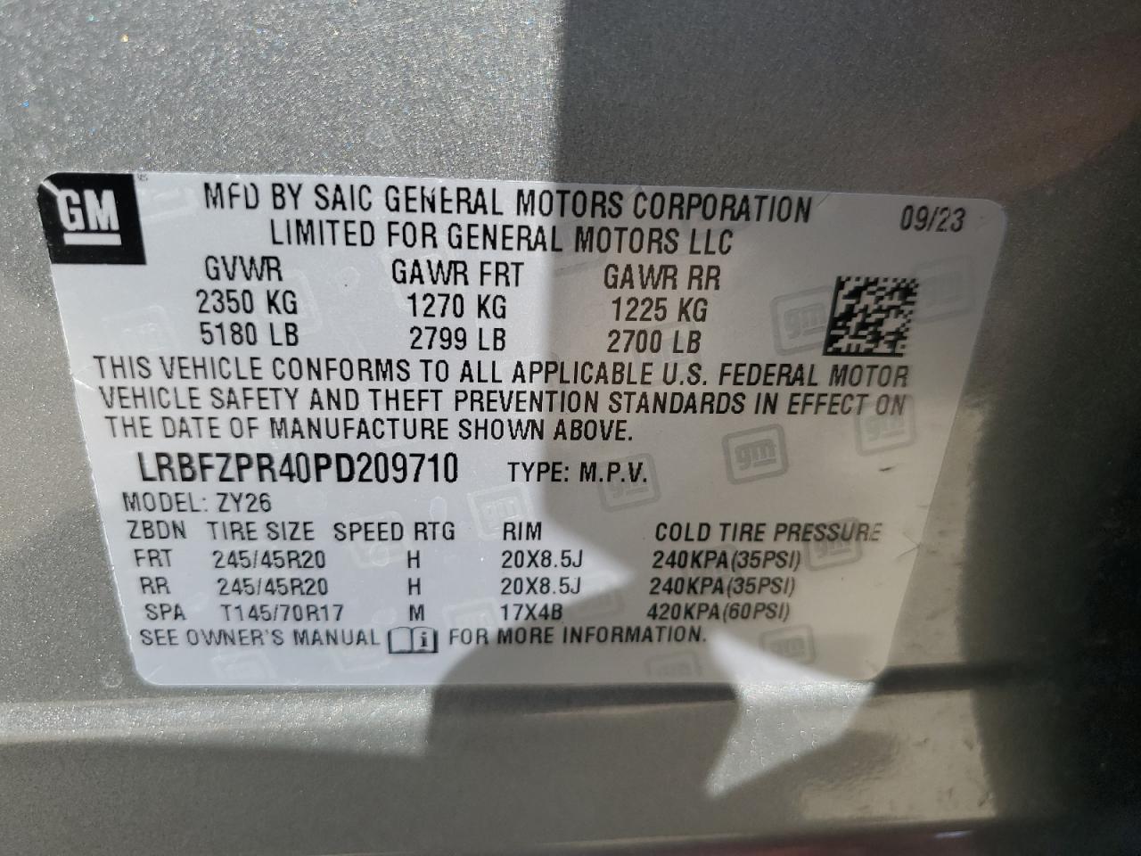 LRBFZPR40PD209710 2023 Buick Envision Essence