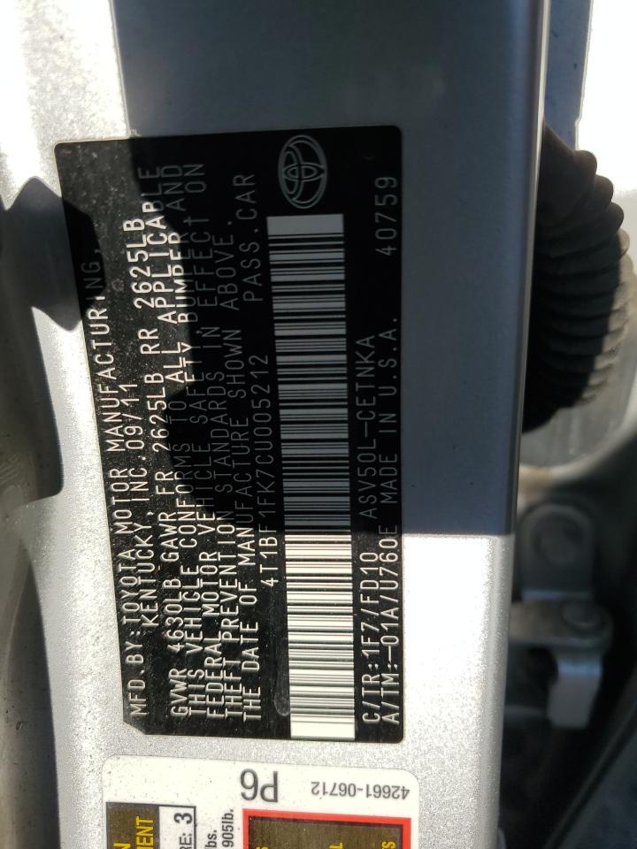 4T1BF1FK7CU005212 2012 Toyota Camry Base