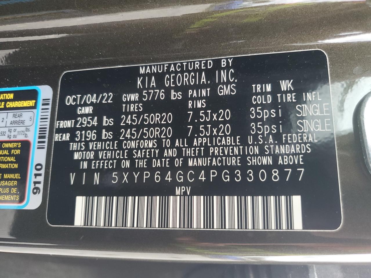 2023 Kia Telluride S VIN: 5XYP64GC4PG330877 Lot: 71416044