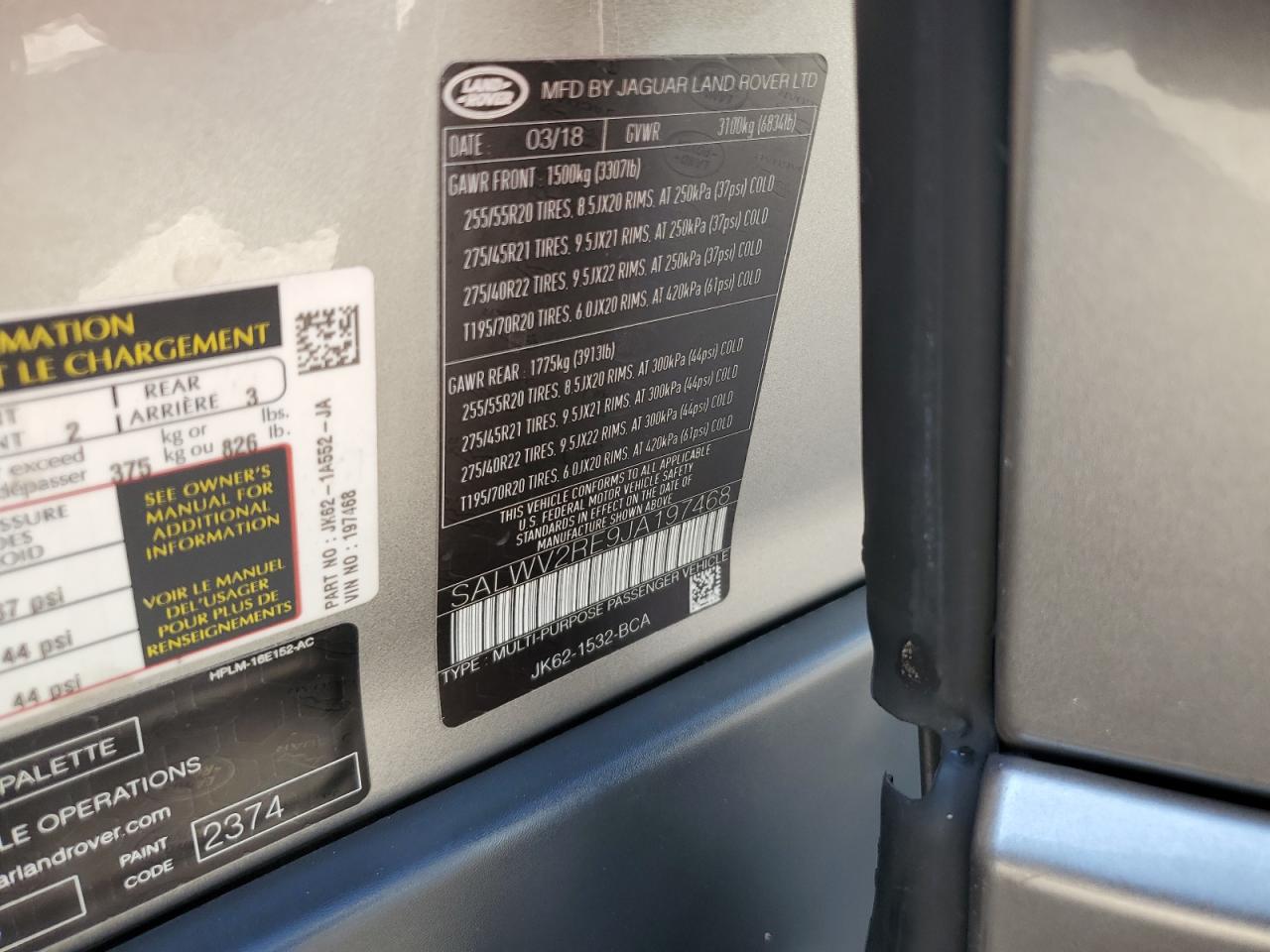 2018 Land Rover Range Rover Sport Autobiography Dynamic VIN: SALWV2RE9JA197468 Lot: 72288274