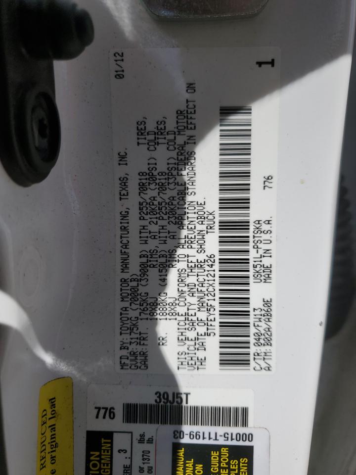 5TFEY5F12CX121426 2012 Toyota Tundra Crewmax Sr5