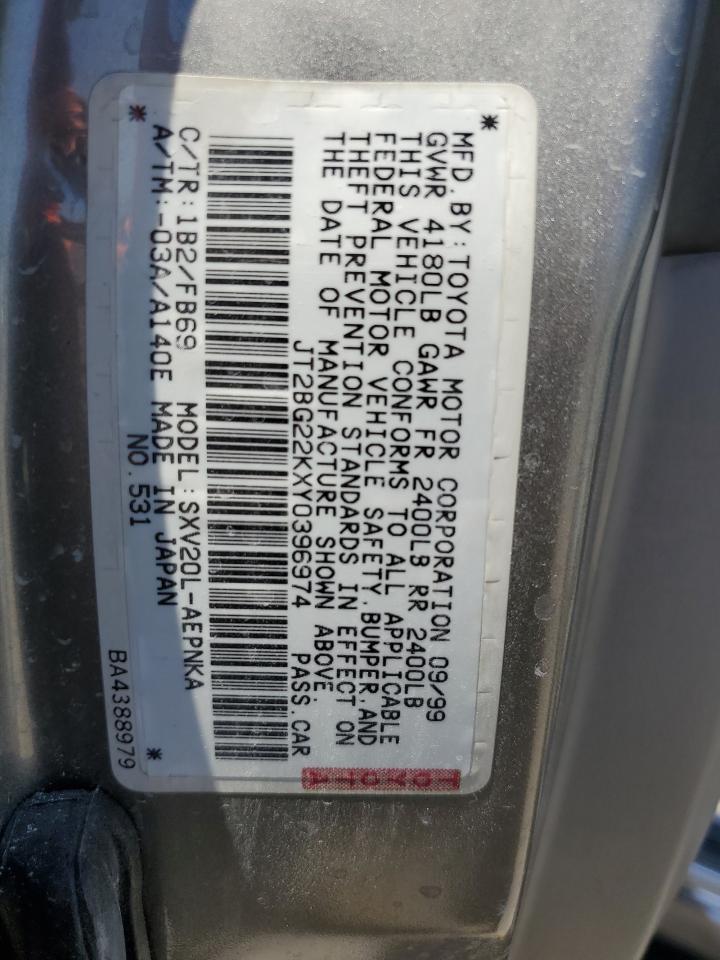 JT2BG22KXY0396974 2000 Toyota Camry Ce