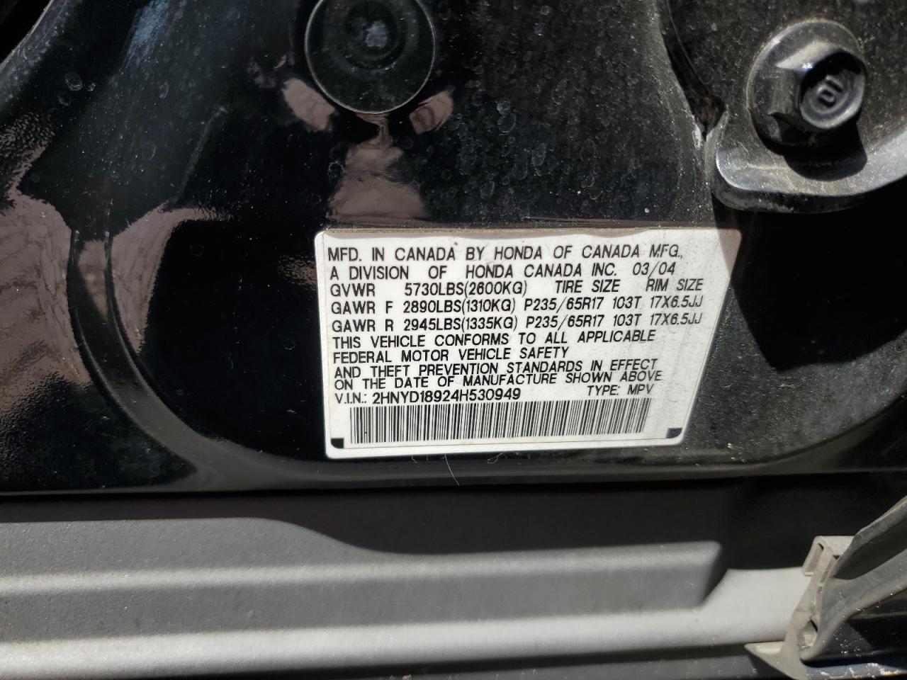 2HNYD18924H530949 2004 Acura Mdx Touring