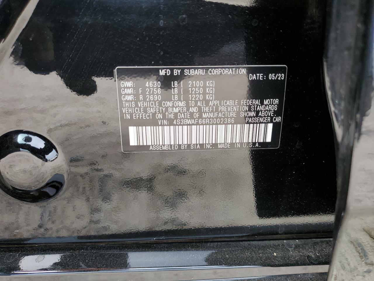 4S3BWAF66R3002386 2024 Subaru Legacy Premium