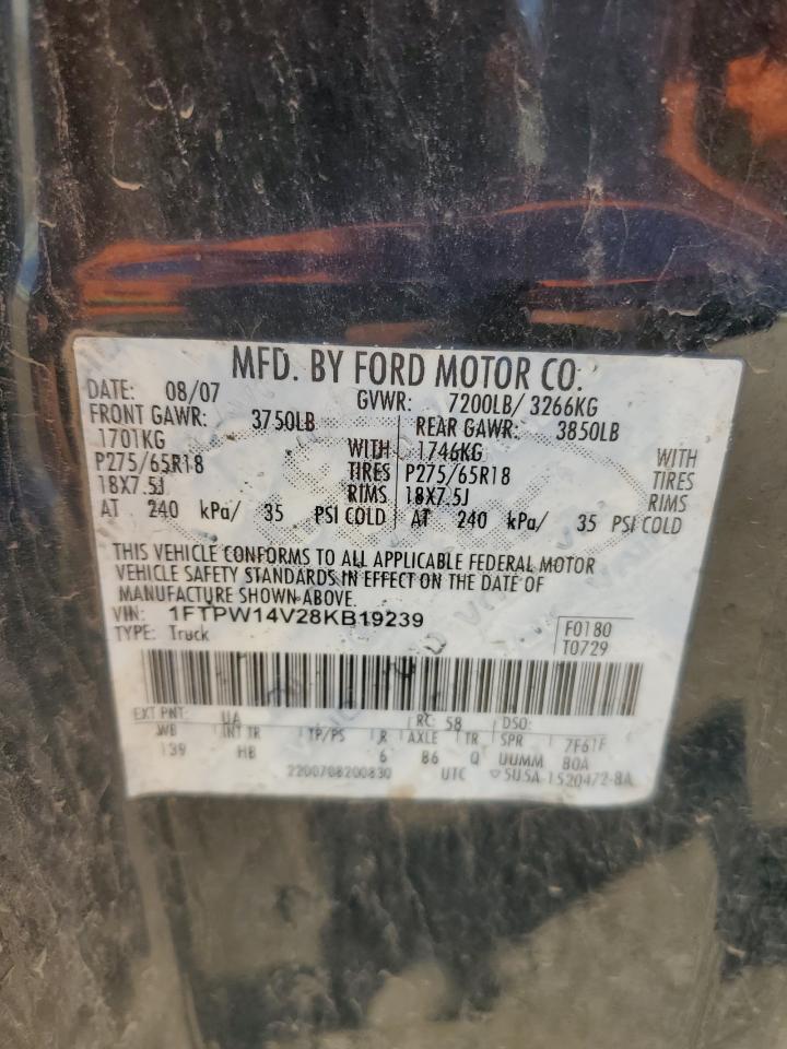 1FTPW14V28KB19239 2008 Ford F150 Supercrew