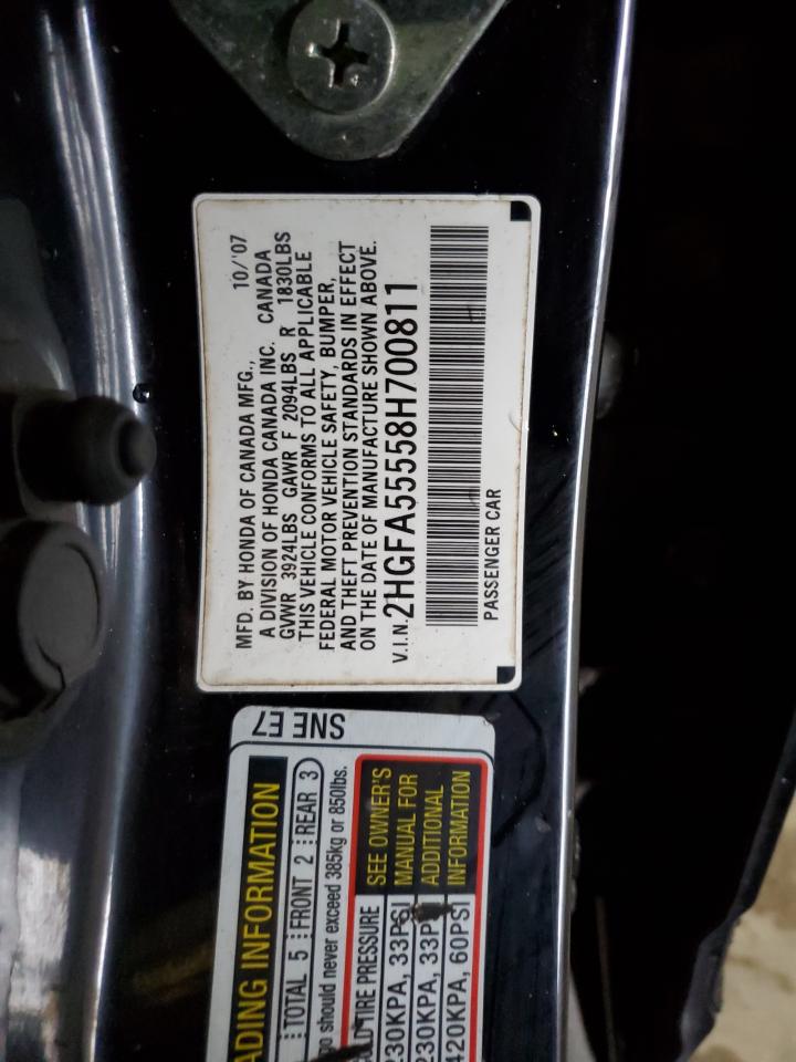 2HGFA55558H700811 2008 Honda Civic Si