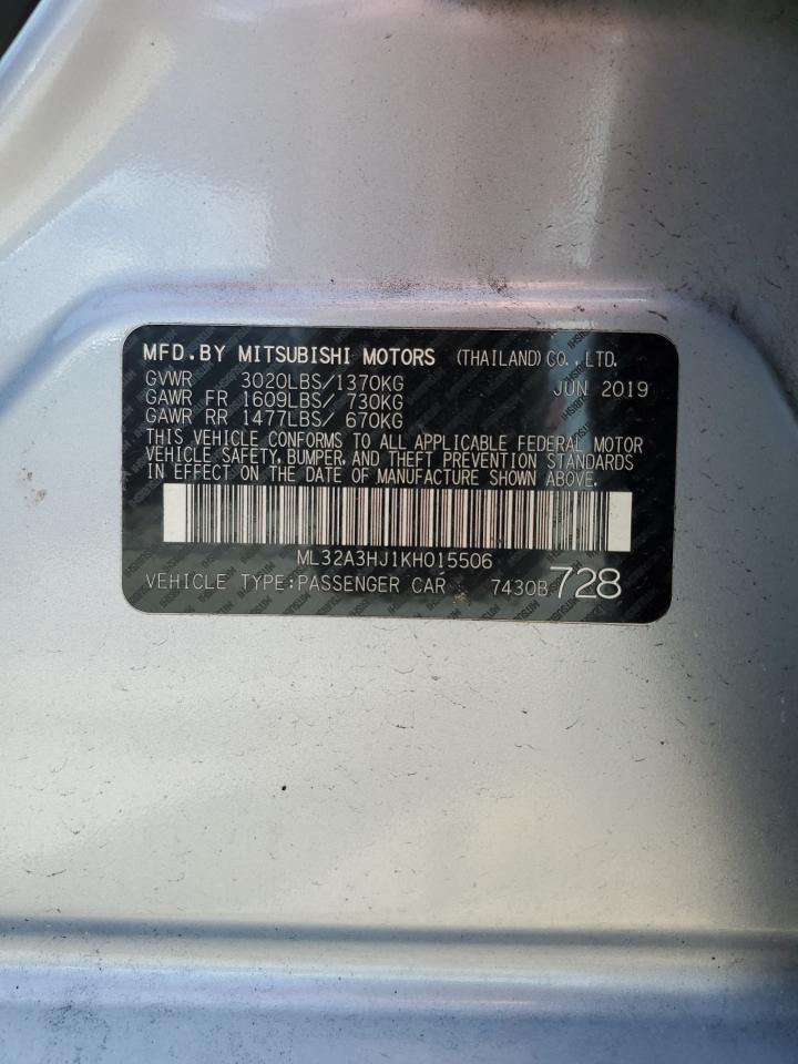 ML32A3HJ1KH015506 2019 Mitsubishi Mirage Es