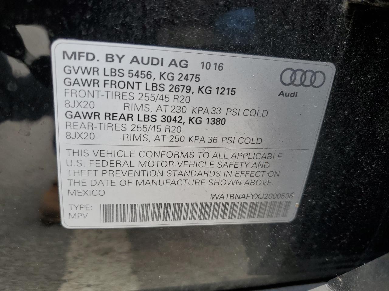 WA1BNAFYXJ2000598 2018 Audi Q5 Premium Plus