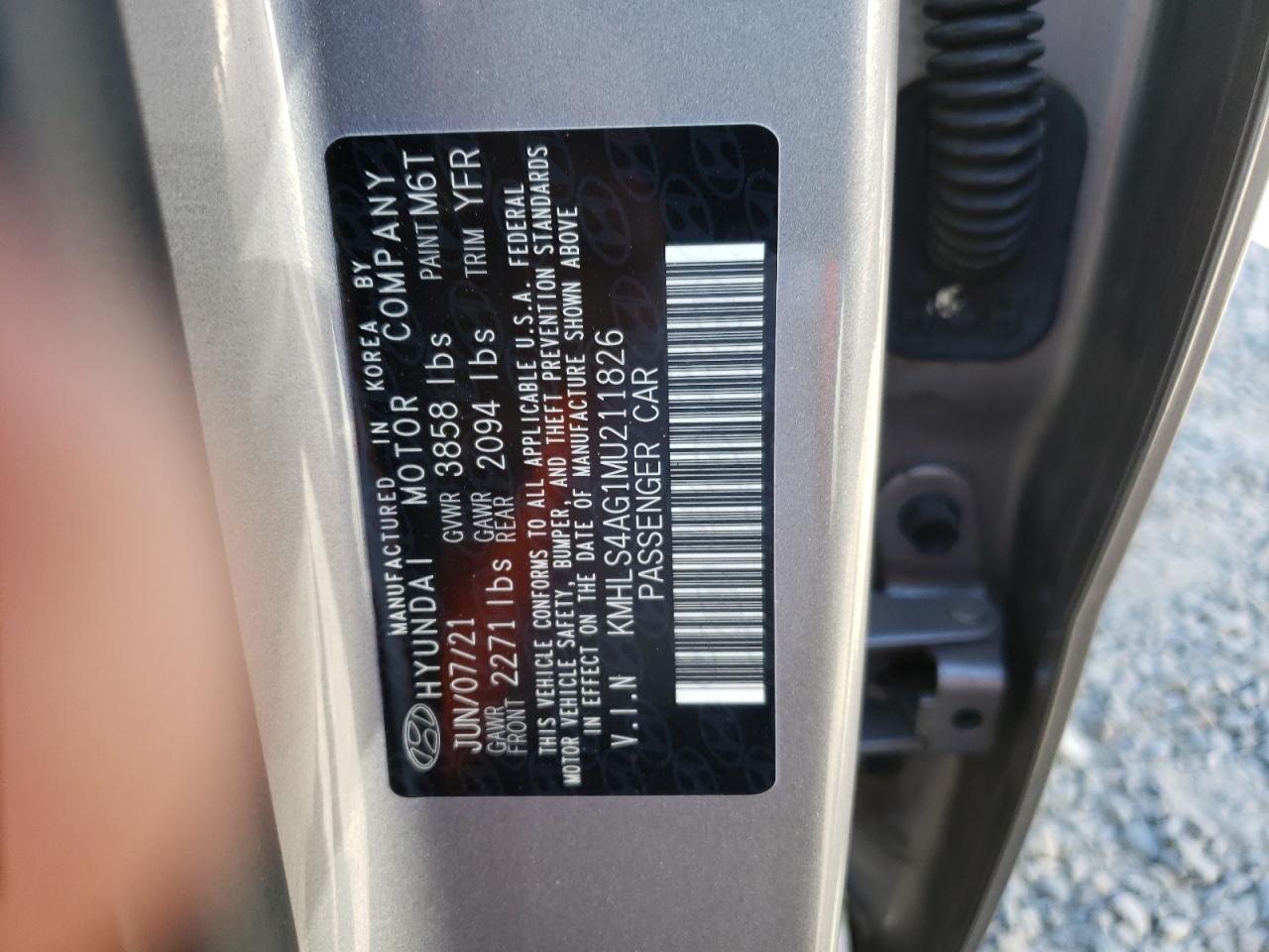 2021 Hyundai Elantra Sel VIN: KMHLS4AG1MU211826 Lot: 68150884