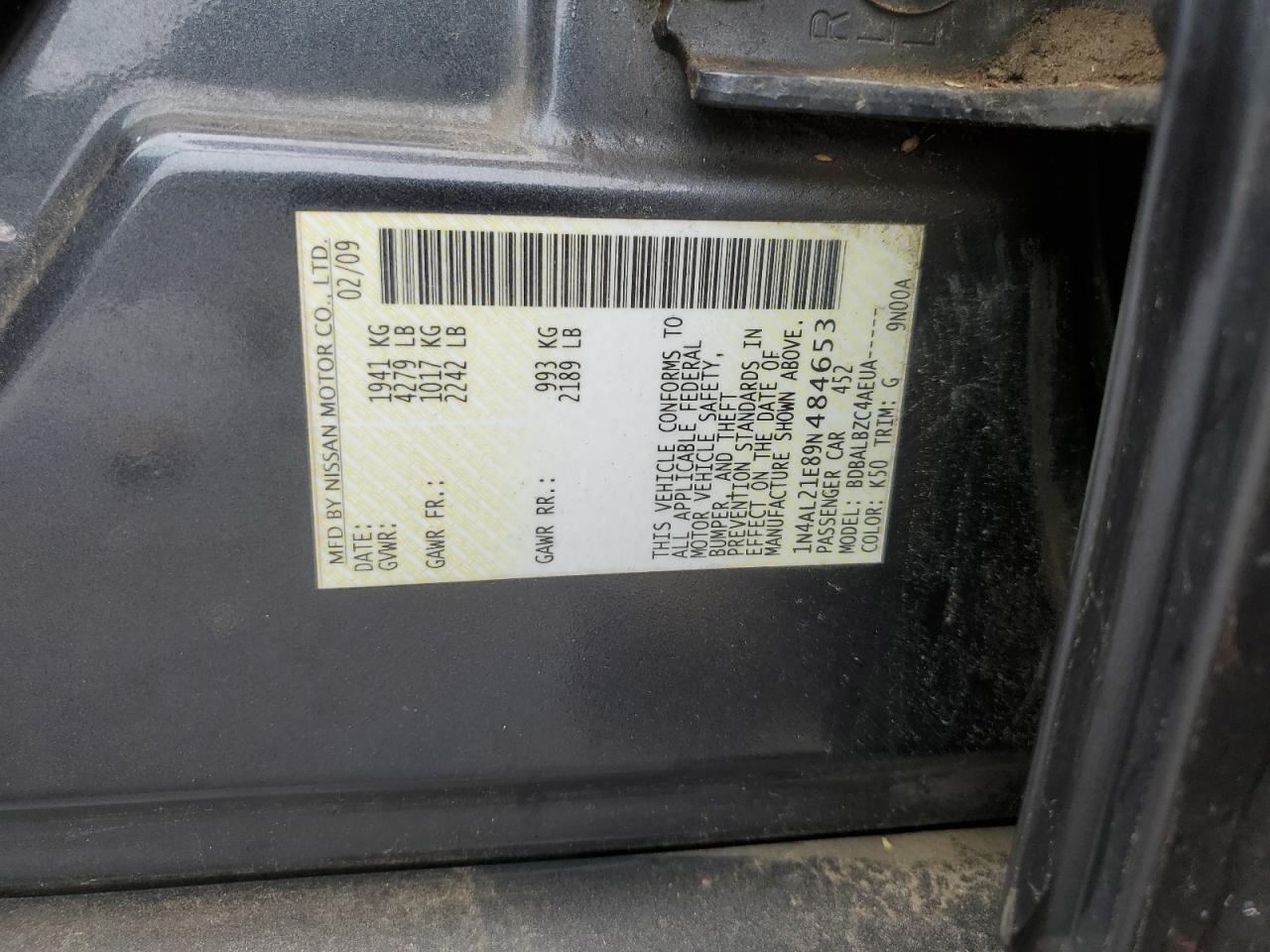 1N4AL21E89N484653 2009 Nissan Altima 2.5