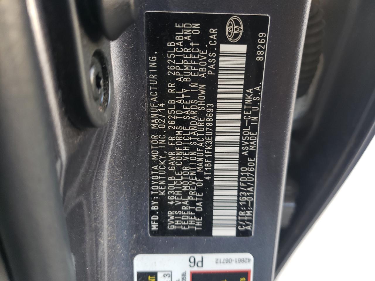 4T1BF1FK3EU788693 2014 Toyota Camry L