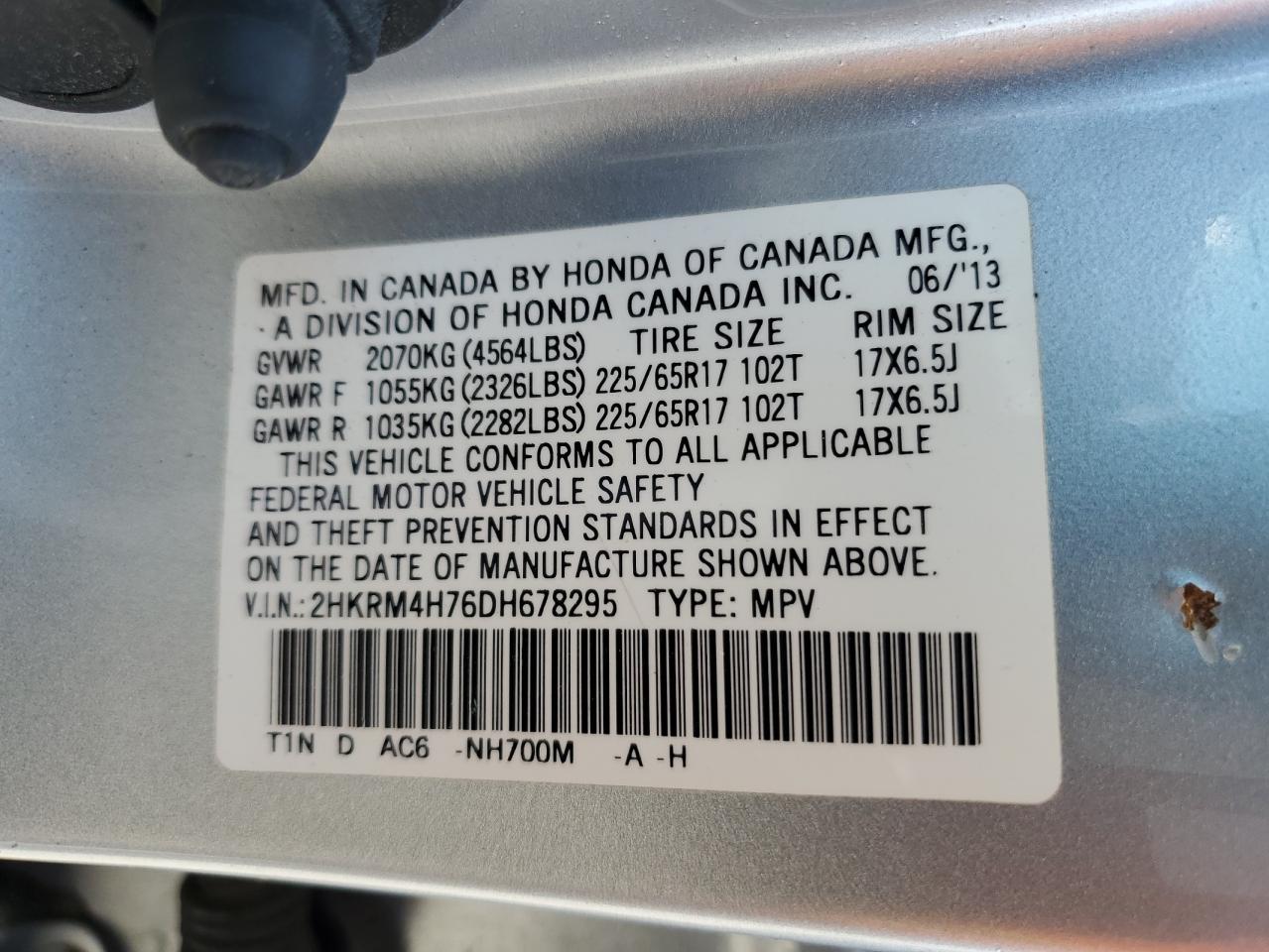 2HKRM4H76DH678295 2013 Honda Cr-V Exl