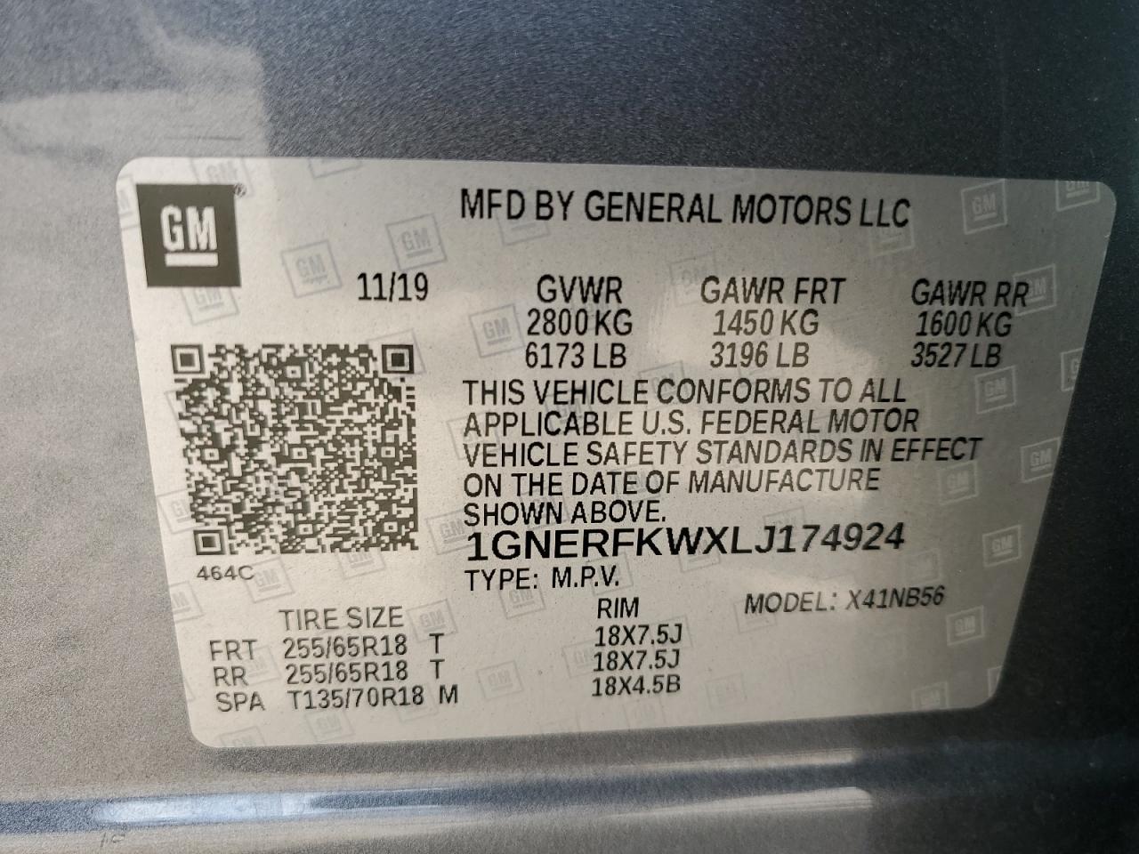 1GNERFKWXLJ174924 2020 CHEVROLET TRAVERSE - Image 13