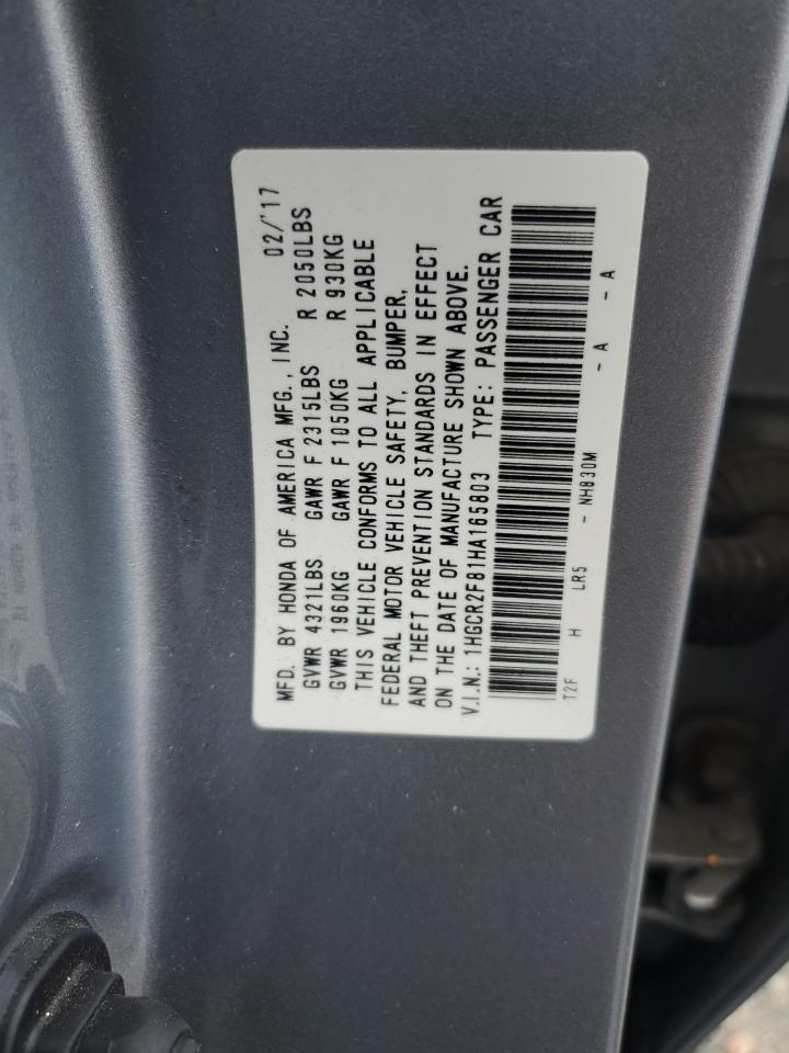 1HGCR2F81HA165803 2017 Honda Accord Exl