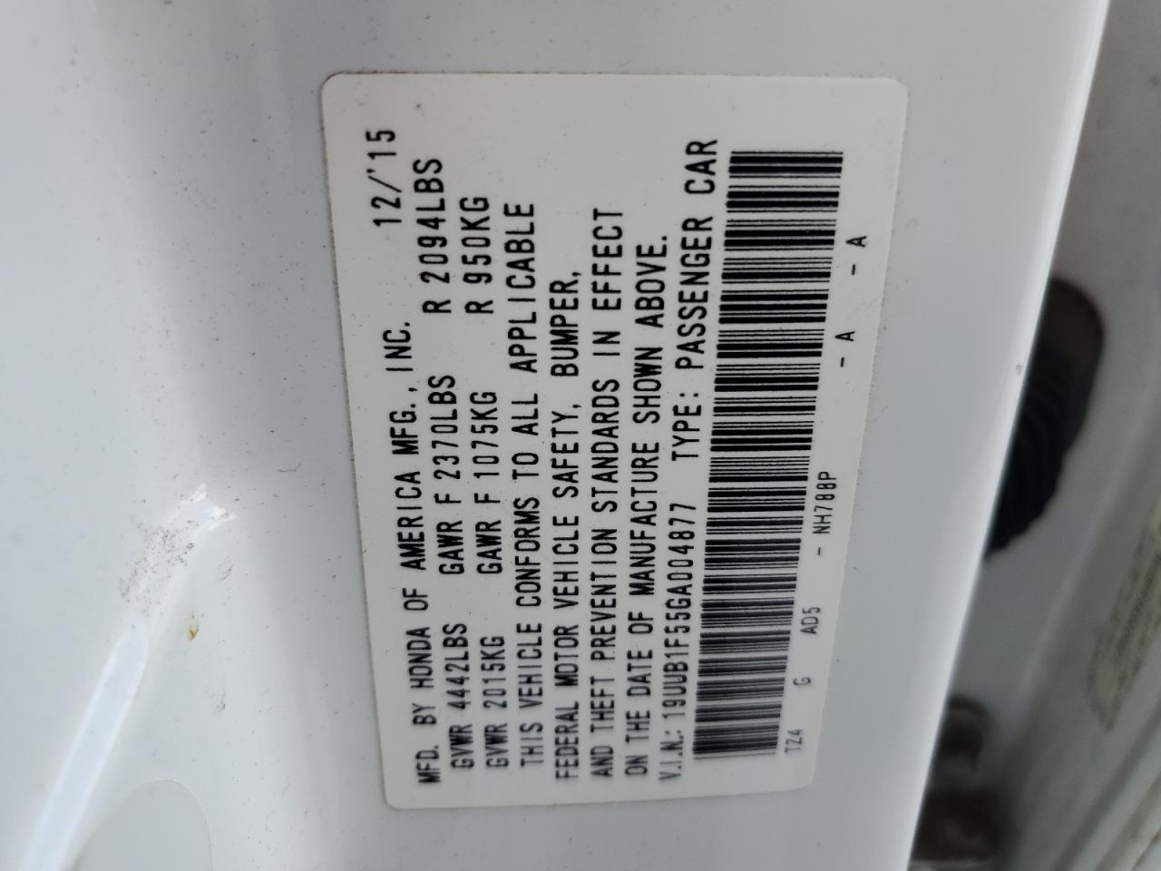 19UUB1F55GA004877 2016 Acura Tlx Tech