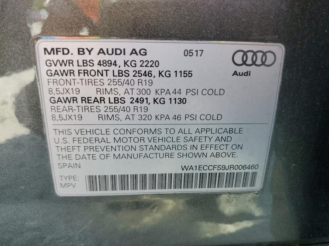 WA1ECCFS9JR006460 2018 Audi Q3 Premium