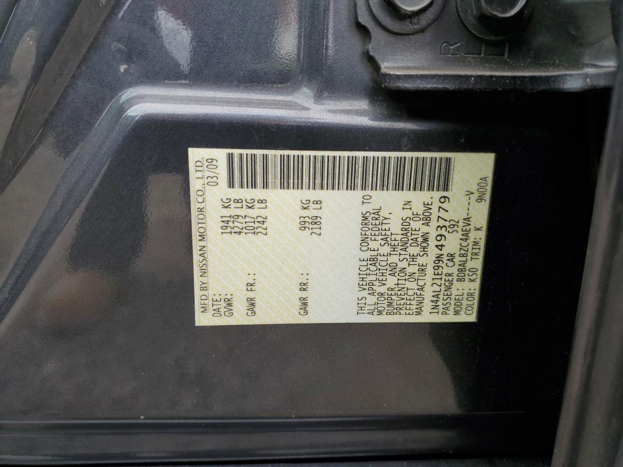 1N4AL21E99N493779 2009 Nissan Altima 2.5