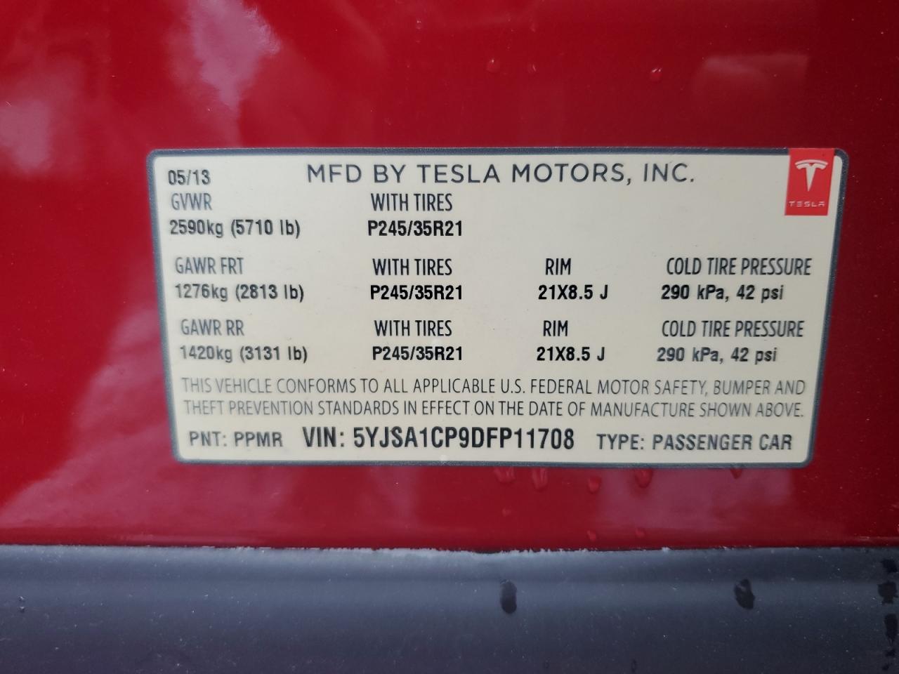 5YJSA1CP9DFP11708 2013 Tesla Model S