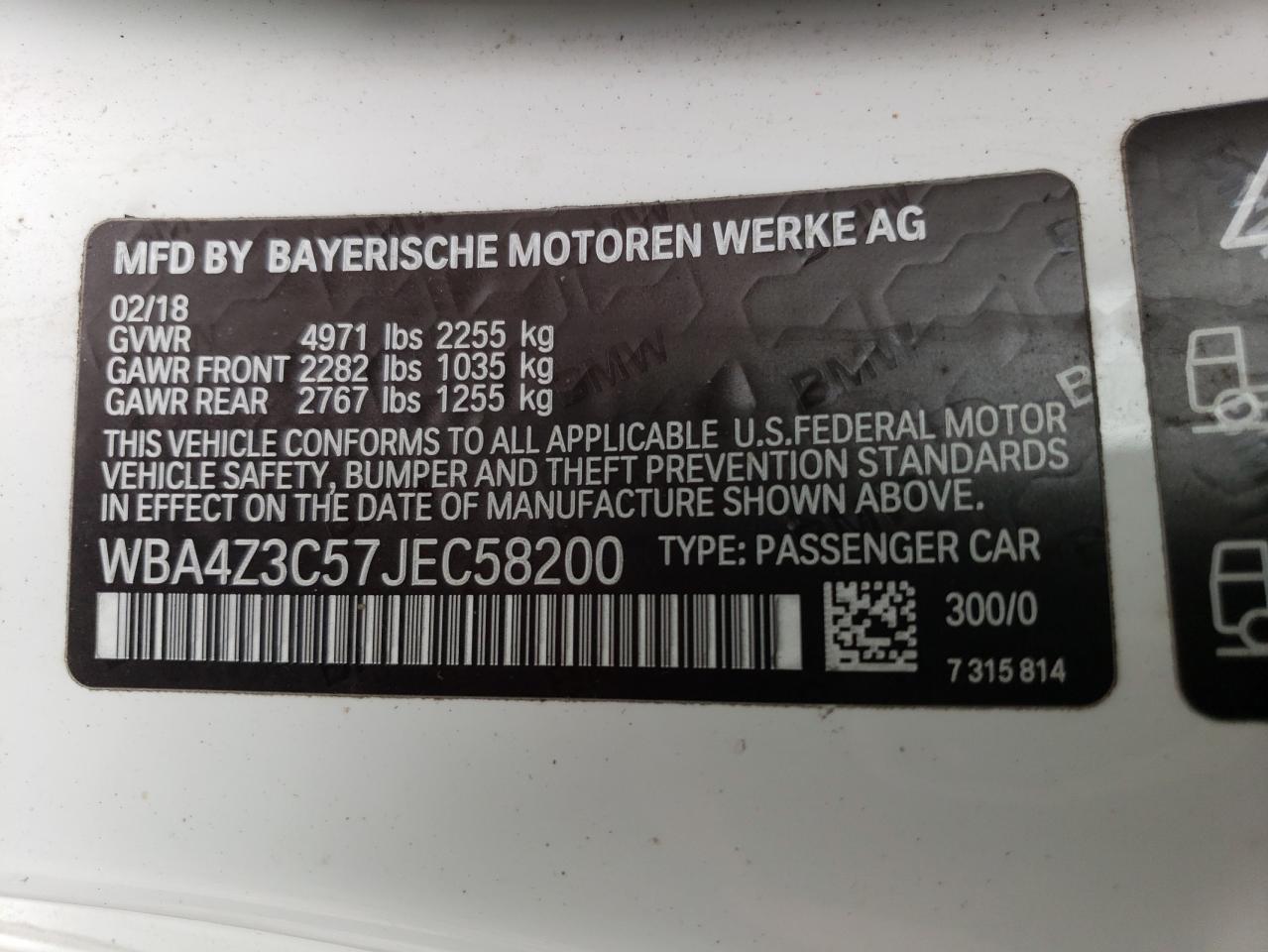 WBA4Z3C57JEC58200 2018 BMW 430Xi