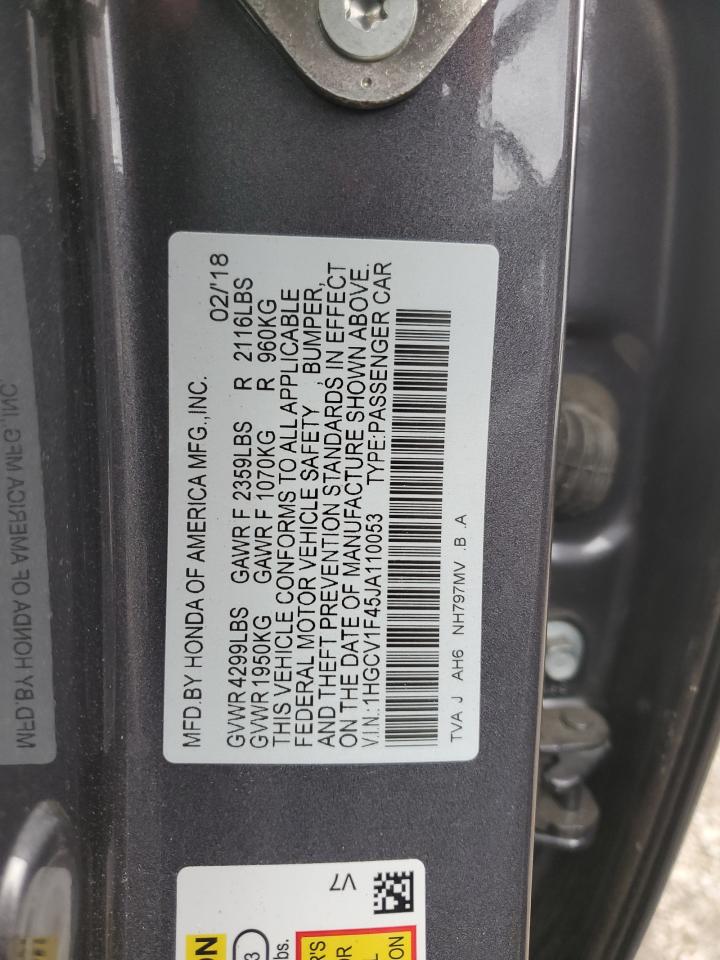 1HGCV1F45JA110053 2018 Honda Accord Ex