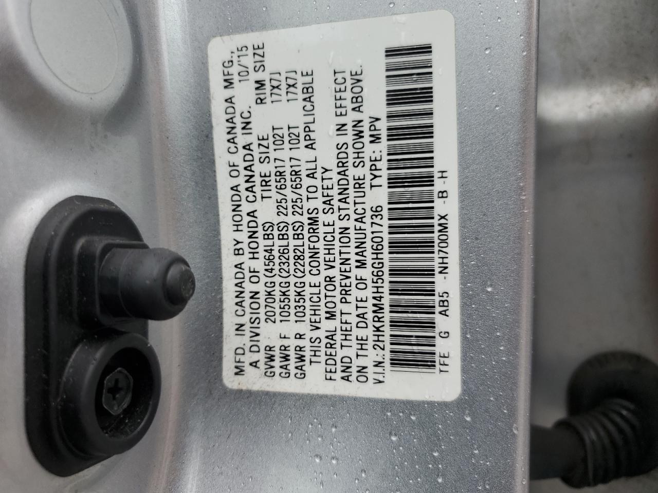 2HKRM4H56GH601736 2016 Honda Cr-V Ex