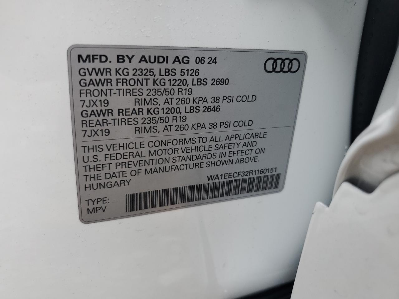 2024 Audi Q3 Premium Plus S Line 45 VIN: WA1EECF32R1160151 Lot: 72786794