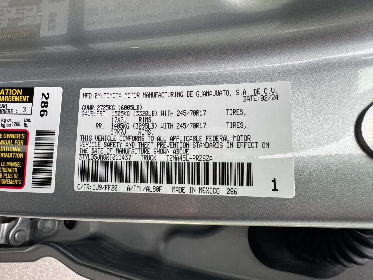 2024 Toyota Tacoma Double Cab VIN: 3TYLB5JN8RT011437 Lot: 72801534