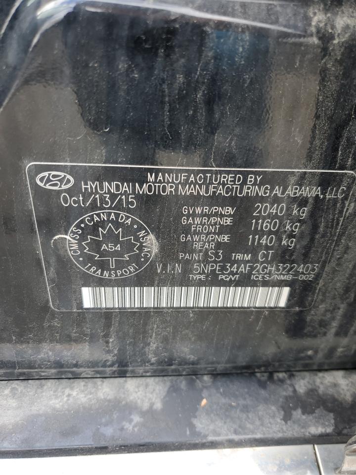 2016 Hyundai Sonata Sport VIN: 5NPE34AF2GH322403 Lot: 73323784