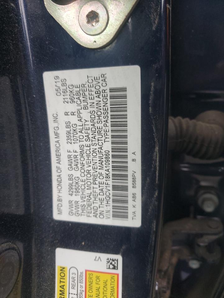 1HGCV1F18KA109860 2019 Honda Accord Lx