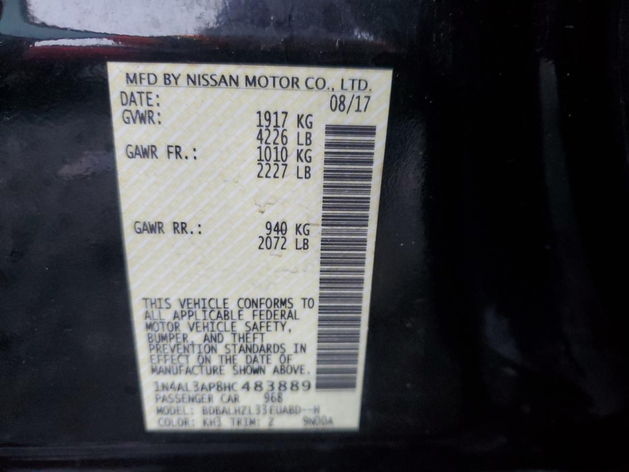 1N4AL3AP8HC483889 2017 Nissan Altima 2.5