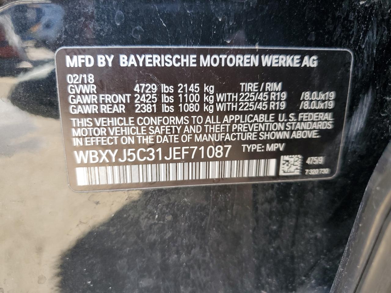 WBXYJ5C31JEF71087 2018 BMW X2 xDrive28I