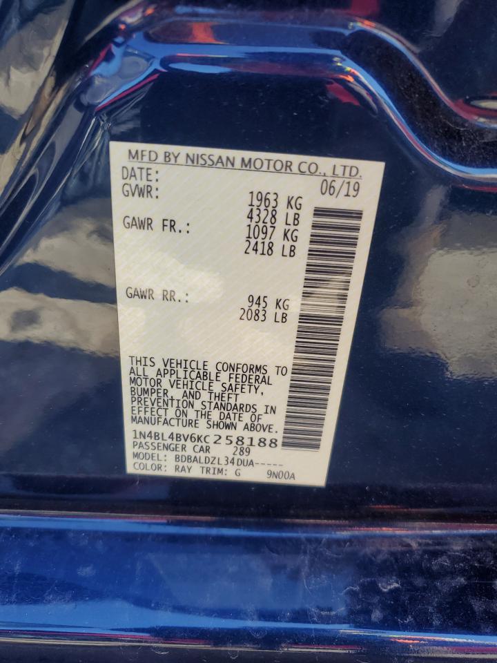 1N4BL4BV6KC258188 2019 Nissan Altima S