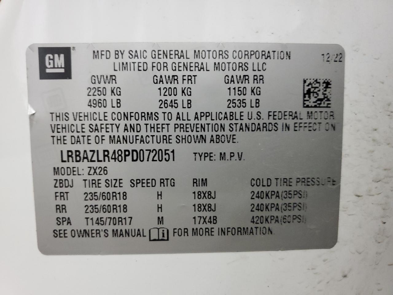 LRBAZLR48PD072051 2023 Buick Envision Preferred