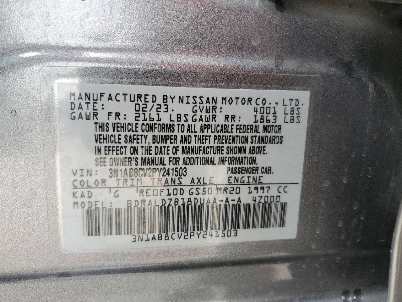 3N1AB8CV2PY241503 2023 Nissan Sentra Sv