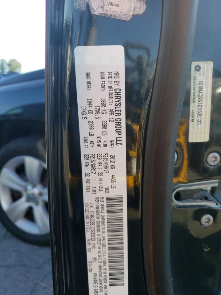 2012 Jeep Compass Sport VIN: 1C4NJCBB1CD639133 Lot: 71478314