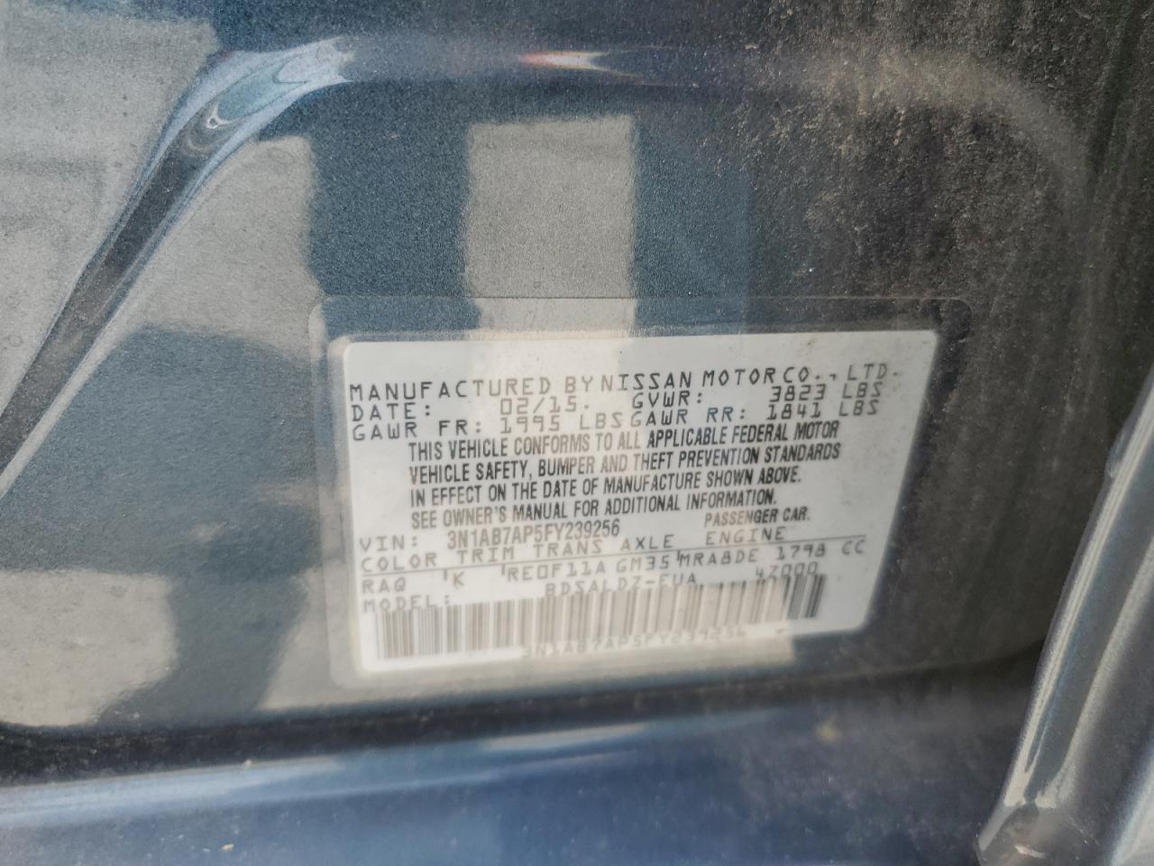 3N1AB7AP5FY239256 2015 Nissan Sentra S